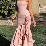 Sexy Off-shoulder Slim Fit Irregular Hem Maxi Dress