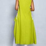 High-Low Loose Contrast Color Pleated Mock Neck Blouses&Shirts Tops