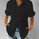 Short Sleeve Button Down Camp T-Shirts Casual Plus Size Tops