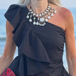 one shoulder asymmetric pleated dress