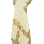 Paris Dream Satin Lace Trim Irregular Design Drape Maxi Dress