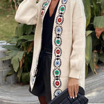 Off-white knitted cardigan with embroidery detail