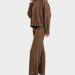 Nadorine Casual Knit Two-Piece Set Loose-Fit Sweater and Wide-Leg Pants