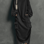 Women's Casual Multi-pocket Sweatshirt Maxi Dress
