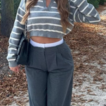 Striped Slim-fit Cropped Sweater