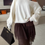 Upper East Chic Knit Wide Neck Long Sleeve Relaxed Sweater