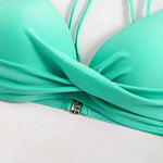 Split High-waisted Lotus Leaf Edge Printing Bikini Swimsuit