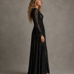 Morgana | Black Plunge V-Neck Sleeve Maxi Dress