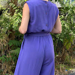 Solid Color Loose Belted Tie Wide Leg Jumpsuit
