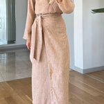 Casual Lapel Shirt & Lace-Up Two-Piece Overskirt Set