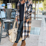 Flannel Wool Blend Plaid Lapel Button Down Shirt Long Sleeve Shacket Jacket with Pockets