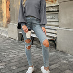 Nadorine Long Sleeve Backless Hollow Knit Sweater for Women Casual Work Office Loose Fit 2026 | Under