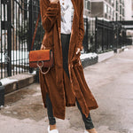 Long Velvet Cardigan Jacket Casual Open Front Velour Lapel Cardigan Maxi Blazer