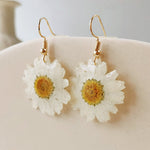 Pressed Flower Drop Earring - Resin Daisy