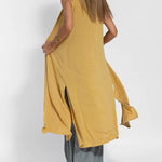 Elegant Solid Color Sleeveless Cardigan