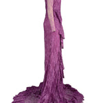 Long Sleeves Mermaid Mesh See-Through Split-Side Square-Neck Evening Dresses Maxi Dresses