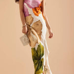 Love Filled Floral Print One Shoulder Side Ruffles Maxi Slip Dress