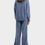 Nadorine Casual Knit Two-Piece Set Loose-Fit Sweater and Wide-Leg Pants