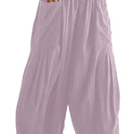 Cotton And Linen High-waist Pleated Wide Leg Casual Trousers