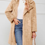 Fake Fur Teddy Coat Open Front Parka Outwear