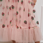 Sleeveless Mesh Strawberry V-Neck Dress