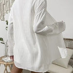 Shorts Set Cotton Pajamas Turn-Down Collar Long Sleeve Tops Suits