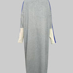 Long Sleeves Loose Contrast Color Stand Collar Maxi Dresses