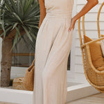 Sexy Sling Waist Pocket Straight Sleeveless Jumpsuit