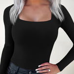 Long Sleeve Square Neck Bodysuits