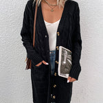 Long Sleeve Loose Long Knit Sweater Casual Single Breasted Knitwear Outerwear
