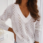 Knit V Neck Long Sleeve Sweater