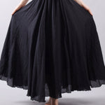 Casual A-Line Elastic Waist Solid Color Skirts