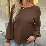 Nadorine Long Sleeve Backless Hollow Knit Sweater for Women Casual Work Office Loose Fit 2026 | Under