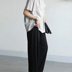 Loose Short Sleeves Solid Color Stand Collar T-Shirts Tops