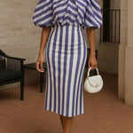 Bodycon Split-Joint Striped Skirts