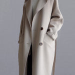 Urban Loose Solid Color Belted Woolen Coat