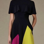 Loose Short Sleeves Contrast Color Stand Collar Maxi Dresses