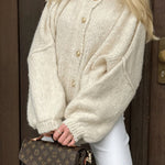 Solid Color Casual Retro Cardigan Bat Sleeve Sweater Cardigan