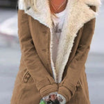 Long Sleeve Solid Color Lapel Outerwear