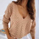 Knit V Neck Long Sleeve Sweater