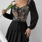 Sexy Long Sleeve Print Drawing Vest