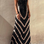 Kyra Ruffle Halter Neck Lace-up Waist Tie-dye Print Maxi Dress