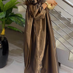 Loose Puff Sleeves Falbala Pleated Solid Color Off-The-Shoulder Maxi Dresses