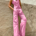 Nadorine Casual Chic Two Pieves Sleeveless Vest and Wide Leg Pants Sets