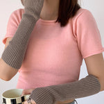 Casual Wool Knitting Keep Warm Solid Color Arm Warmers Accessories
