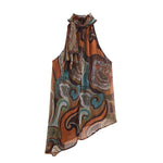 Retro Paisley Halter Neck Asymmetrical Top
