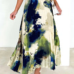 Elegant Gradual Change Print Pleated High Waist Type A Full Print Bottoms