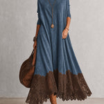 Milly | Lace-Hem Suede Maxi Dress