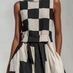 Fashionable Check And Stripe Pattern Sleeveless Maxi Dress