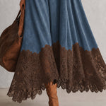 Milly | Lace-Hem Suede Maxi Dress